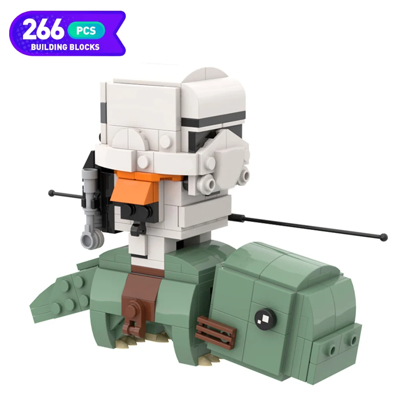 

Hot MOC Brickheadz A New DIY Hope Star Movie Figure Tatooine Sandtroopers on Dewback Brick Soldier Model Building Blocks Boy Toy