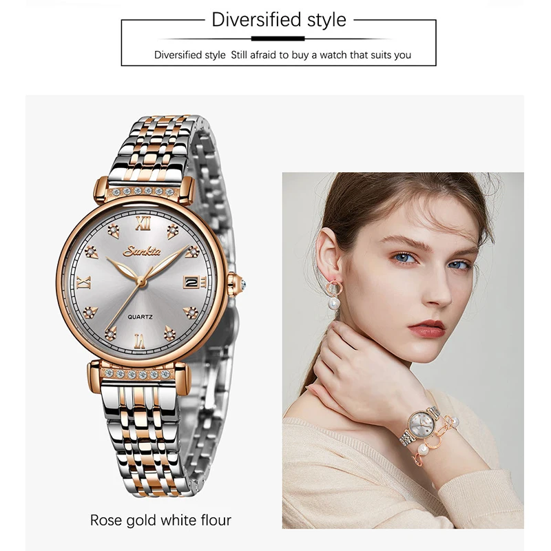 Women Diamond Quartz Watch Ladies Simple Wrist Watches Luxury Brand Rhinestone Weekly Bracelet Watches Female Waterproof Fashion