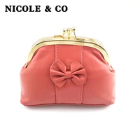 nicole co genuine leather coin purse womens sheepskin change purse metal hasp closure card holder wallet zipper small bag