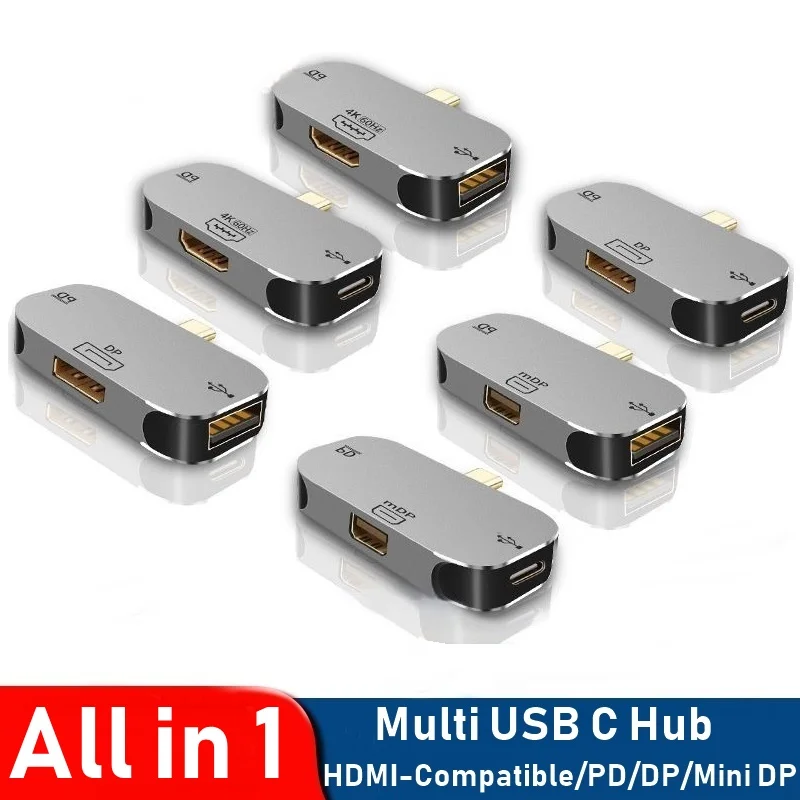 Universal USB 3.1 Type-C Hub To HDMI-Compatible/Mini DP/DP Adapter 3.55mm Jack PD100W USB Splitter For Phone Laptop Macbook Air