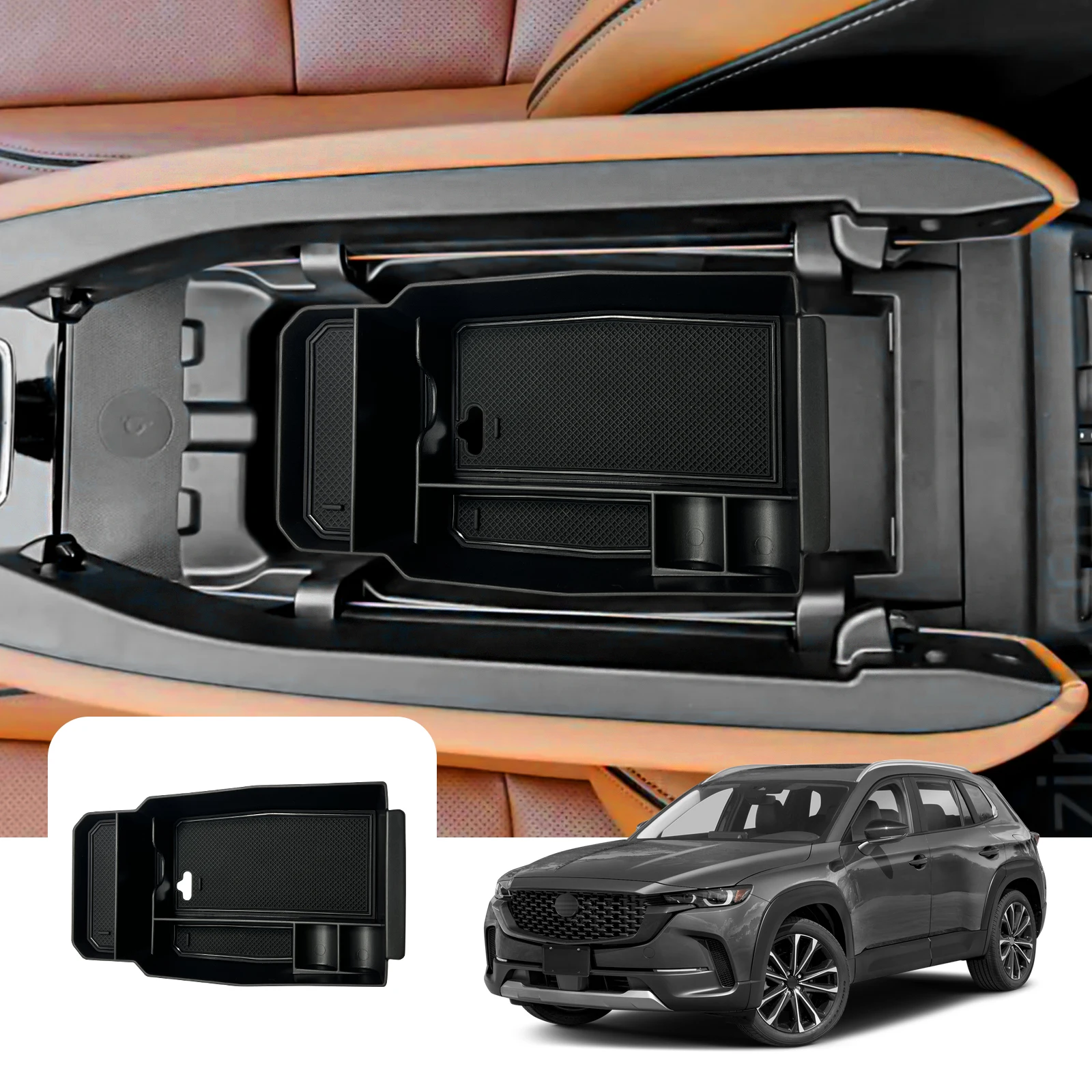 

LFOTPP Car Central Storage Box for Mazda CX-50 2023 Non-slip Rubber Armrest Storage Box Auto Interior Mazda CX-50 Accessories