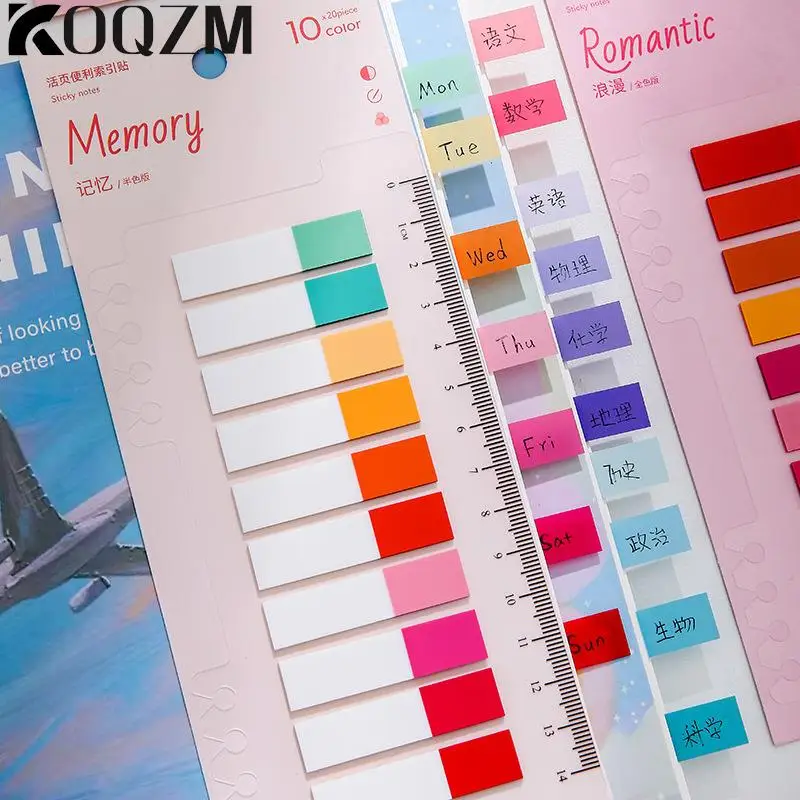 

200Sheets Notes Labels With Ruler Colored Page Markers Labels Reading Notes Books School Office Supplies Labels