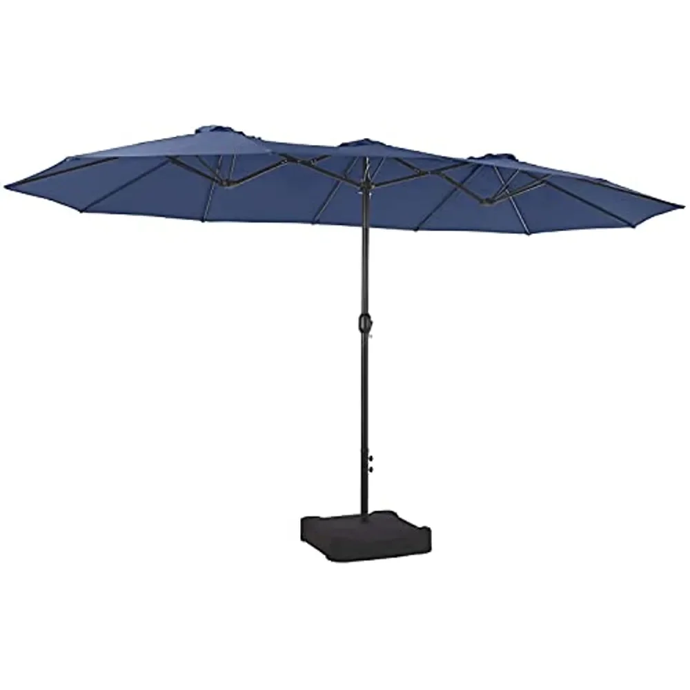 

PHI VILLA 15ft Large Patio Umbrellas with Base Included, Outdoor Double-Sided Rectangle Market Umbrella with Crank Handle