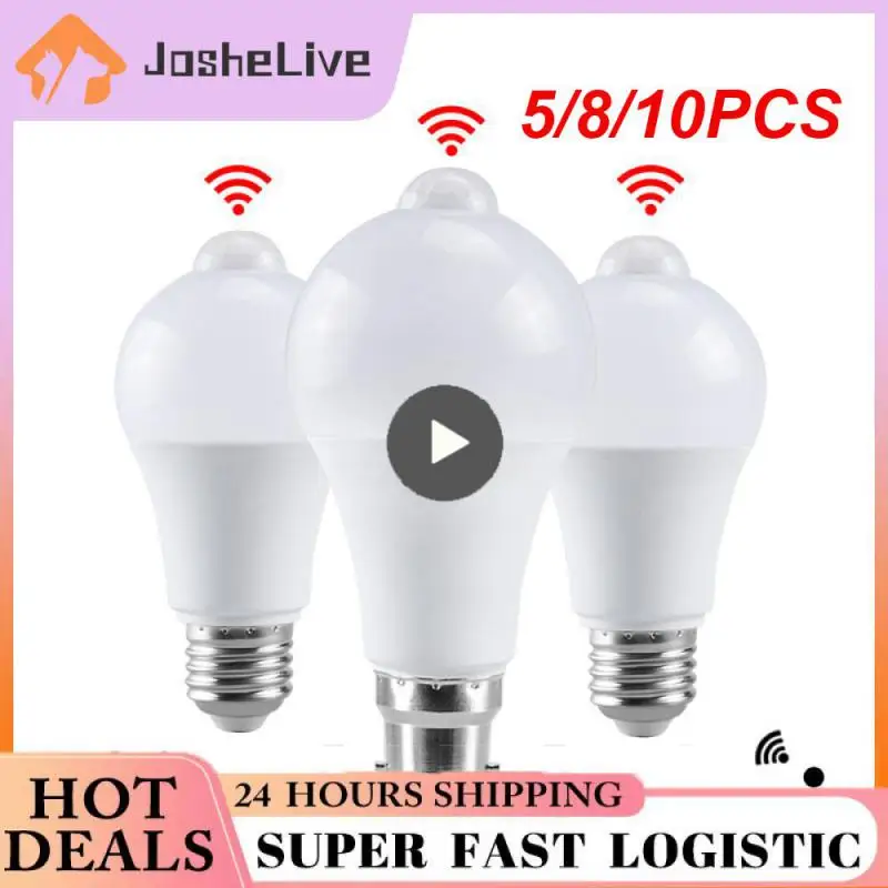 

5/8/10PCS 85-265v 120 °sensing Angle Night Light Radiation Motion Detector Led Bulb Human Body Induction Infrared Induction Bulb