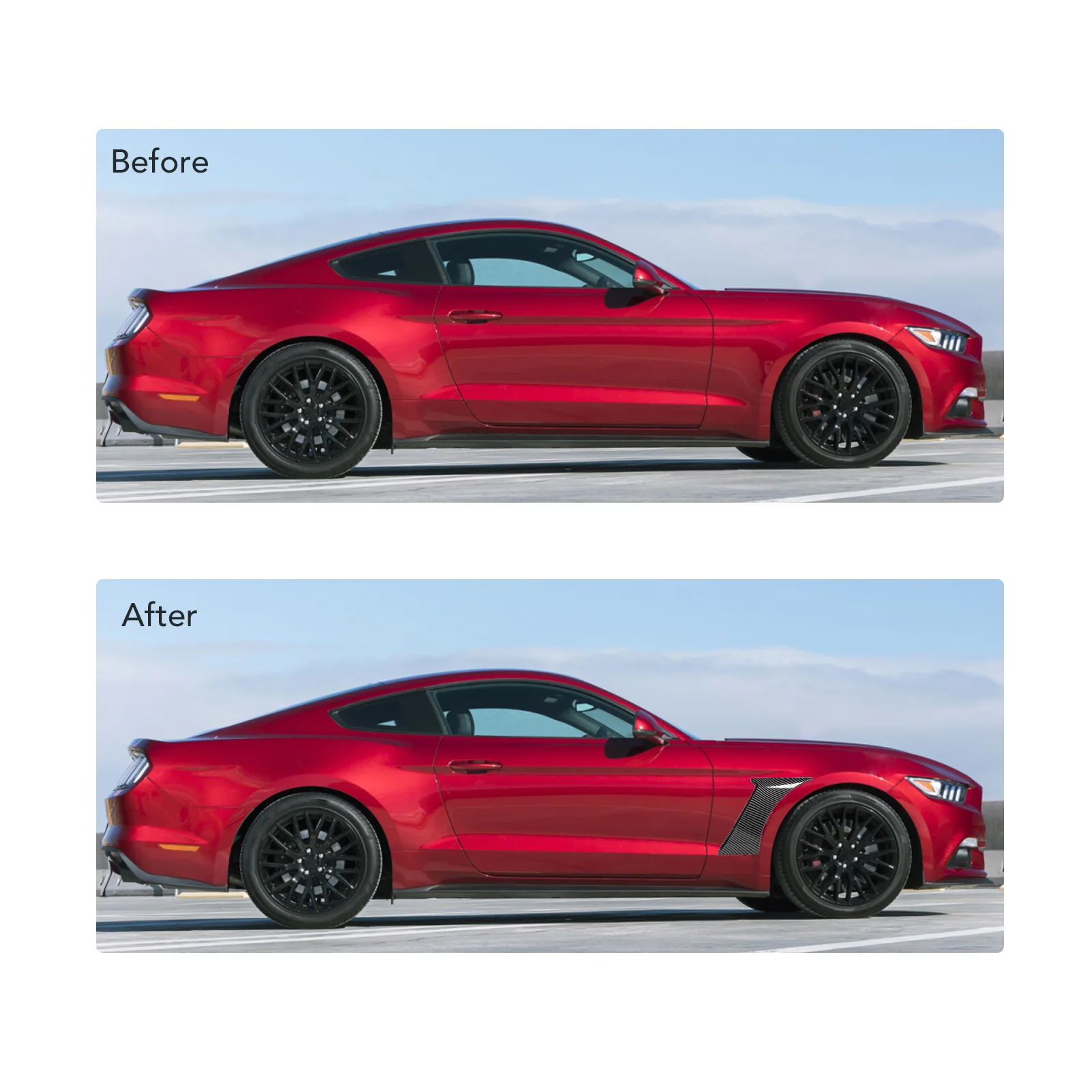 Боковая накладка на кузов автомобиля в стиле GT350 с рисунком из углеродного