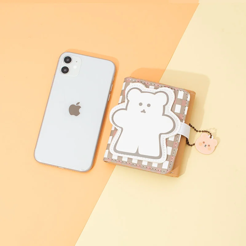 New Japanese and Korean little bear wallet cartoon cute female short zero wallet magnetic button three fold Pu card bag