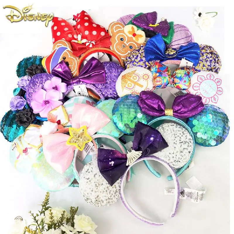 

2022 Disney Mickey Mouse Ears Headband Firework Headband Castle Peter Pan Cosplay Hairband Disneyland Letter Venda Girls Gift