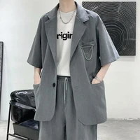 summer casual suit mens suit korean version trendy ruffian handsome suit jacket short sleeve trendy mens suit