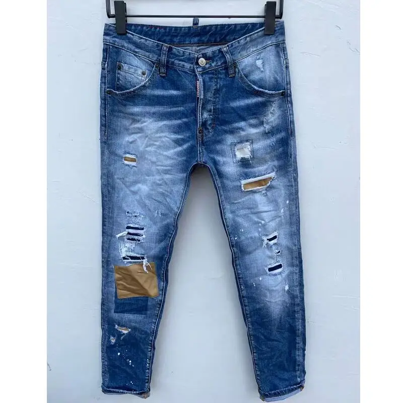 DSQUARED2 Trendy Jeans Fashion Casual Slim Hole High Quality Denim Clothing dsq093