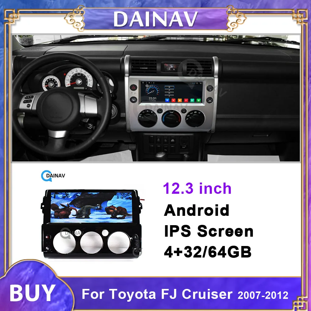 

Автомобильный мультимедийный видеоплеер с сенсорным экраном 12,3 дюйма, стерео для Toyota FJ Cruiser 2007-2012, автомобильное радио, DVD, GPS-навигация