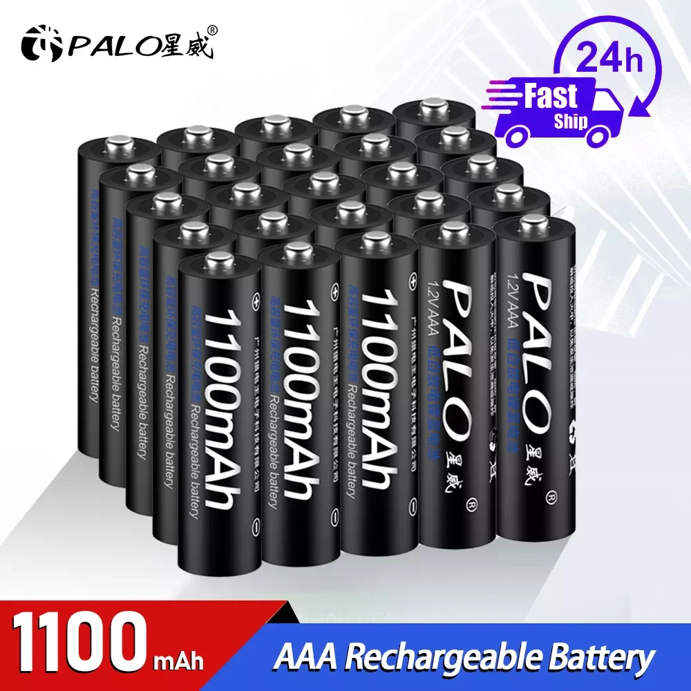 

NEW2023 PALO 1.2V AAA Rechargeable Battery Ni-MH 1.2V 1100mAh 3A Rechargeable Batteries Battery Smart Charger for Remote Control