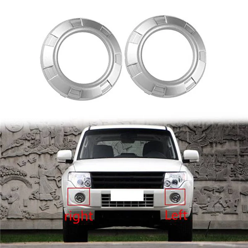 

Car Accessories Pair Front Fog Light Lamp Silver Chrome Cover Frame for Mitsubishi Pajero Montero 2007-2014 6400A583HA