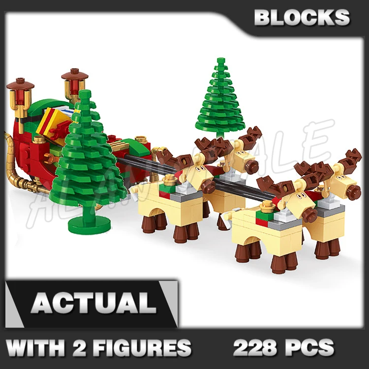 228pcs Christmas Delivery Santa's Reindeer Sleigh Snowy Skies Winter Tree 25526 Building Blocks Set Compatible With Model