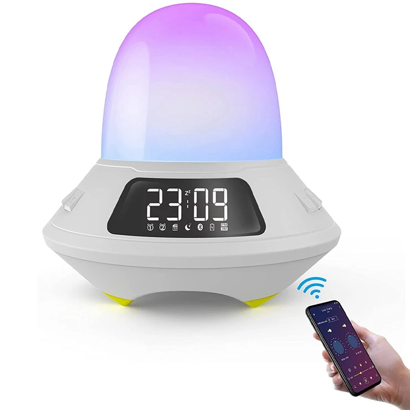 Kids Alarm Clock,10 White Noise With Night Light, Alarm Clock With Snooze Function, Wake Up Light & Night Light