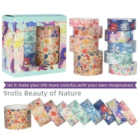9 rollsset beauty for nature washi tape decorative tape flowers masking tape scrapbook diary stickers school supplies supply