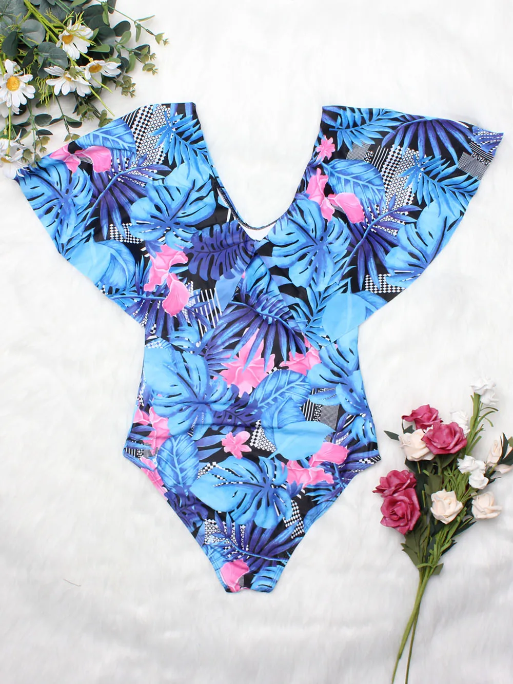 Женский слитный купальник с принтом купальники оборками Женская Уютная пляжная