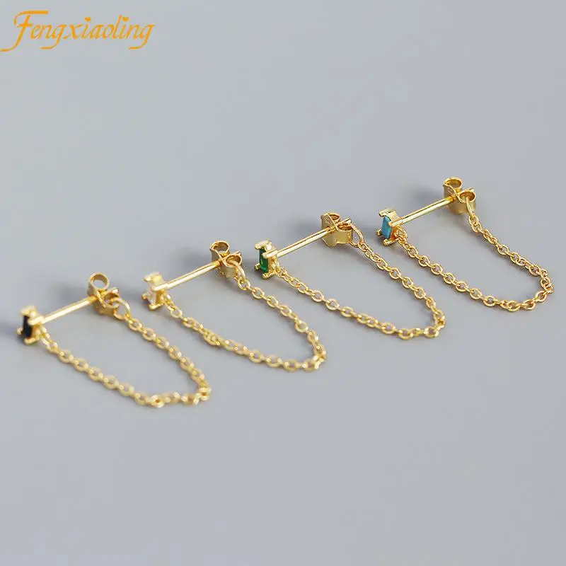 

Genuine 100% 925 Sterling Silver Long Tassels Earrings For Women Simple Chain Earings Fine Jewelry Cute Accessories Gifts