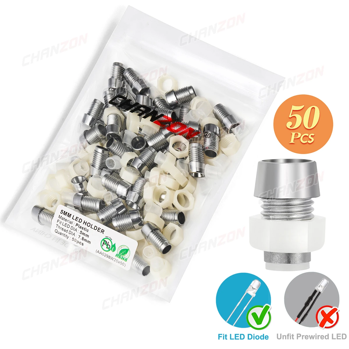 

Металлический/Пластиковый держатель светодиодов 3мм/5мм