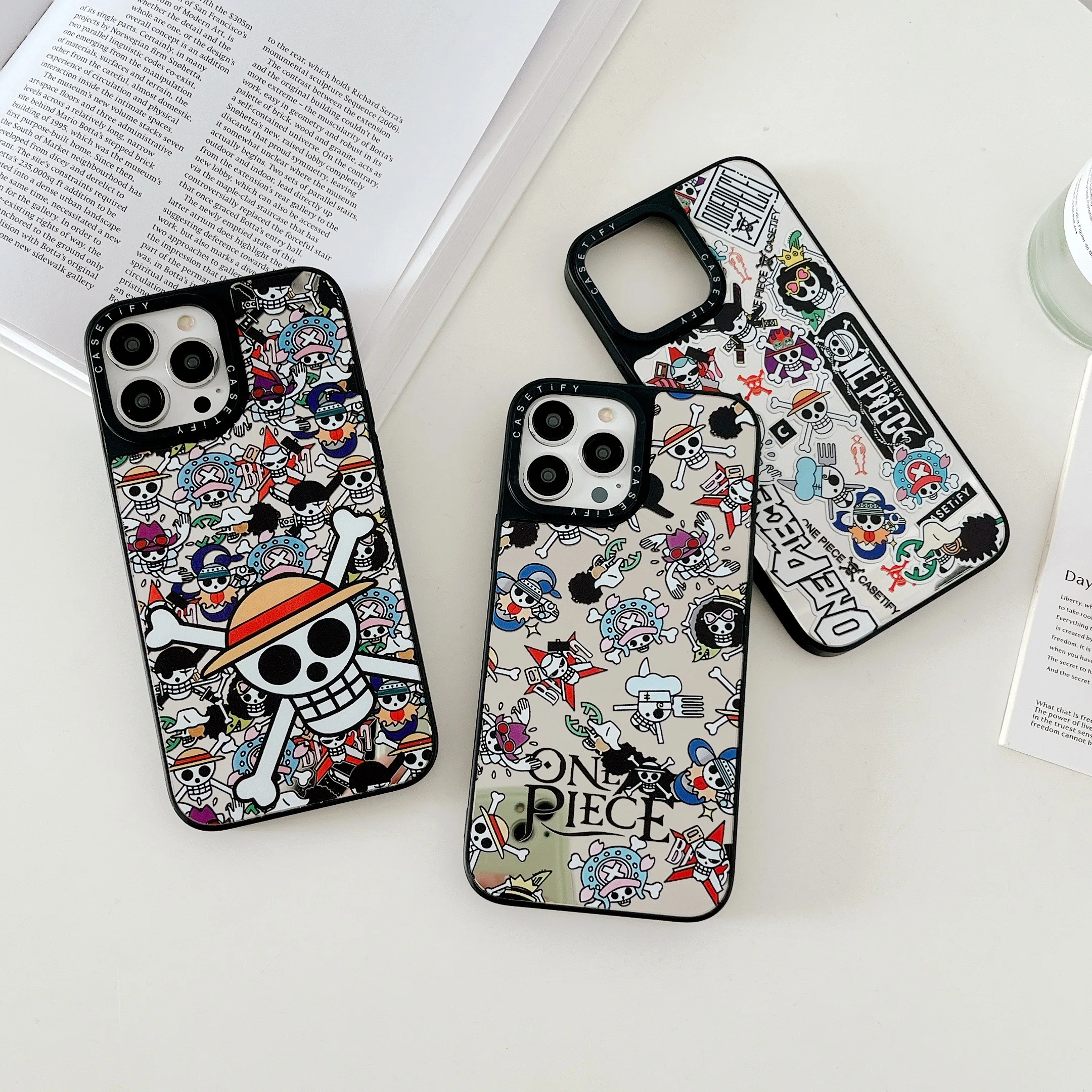 

CASETIFY Ones Pieces Phone Case for Iphone 11 12 13 14 Pro Max Plus SE 2020 Fashion Cartoon Mirror Hard Shell Anti-fall