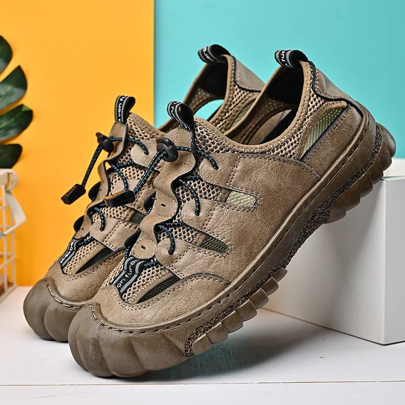 Летние мужские сандалии из натуральной кожи мужская повседневная обувь уличные