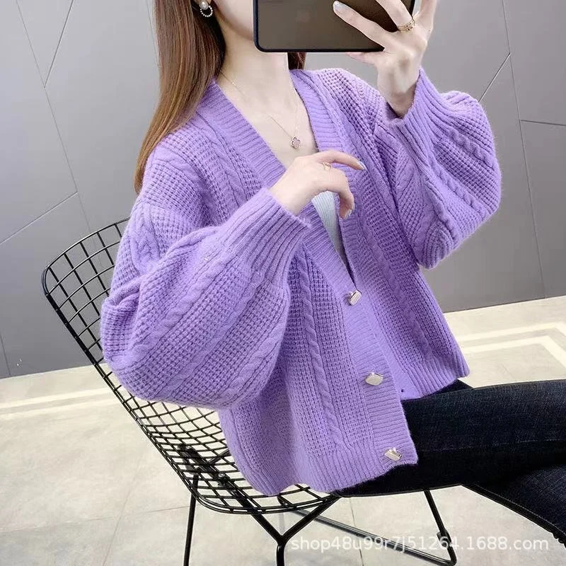

Женское осеннее пальто Chaquetas, модная Корейская женская куртка 2022, свитер Y2K, верхняя одежда с пышными рукавами и V-образным вырезом, женские т...