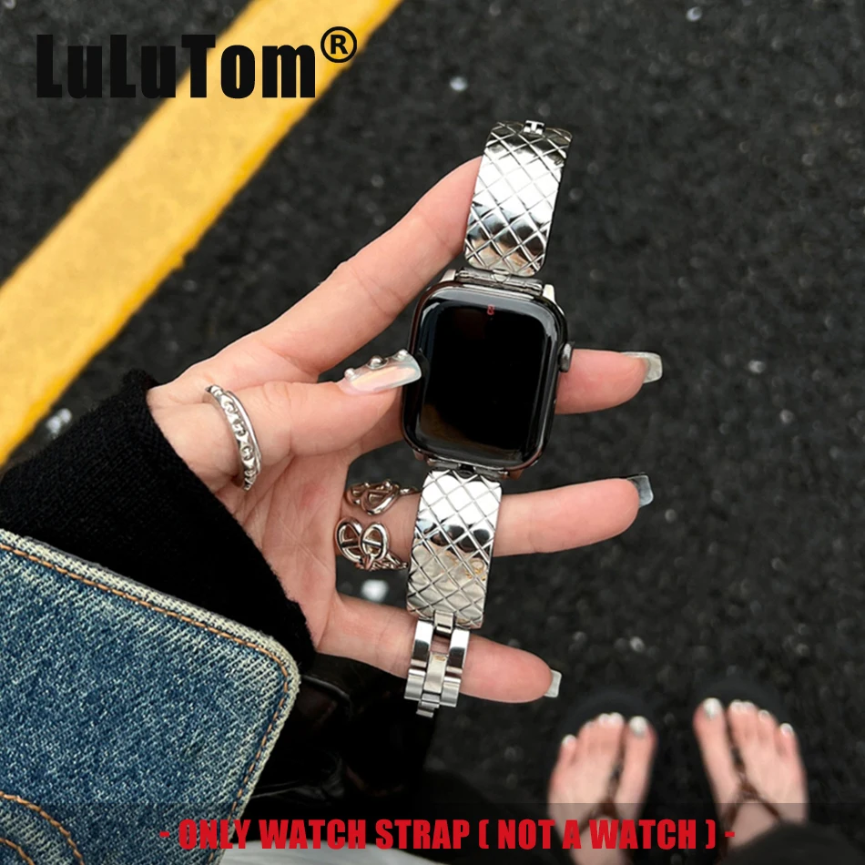 Ремешок из нержавеющей стали для Apple Watch Series 9 8 7 6 5 4 SE 38/40/41/42/44/45 мм браслет с