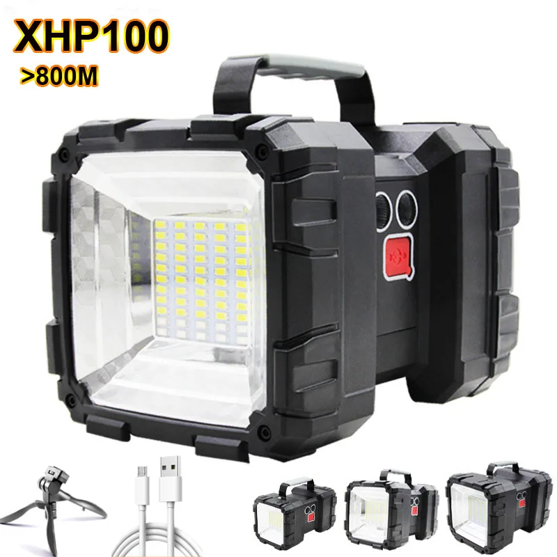 300W Portable Searchlight 800M Long Range flashlight Portable hand-held spotlight 1000mAh 7modes COB Work Light Camping Lantern