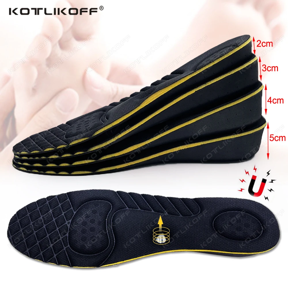 Height Increase Insoles With Magnetic Therapy Massage For Shoes Pads 2/3/4/5cm Invisiable Elevator Insoles Height Lift Foot Sole