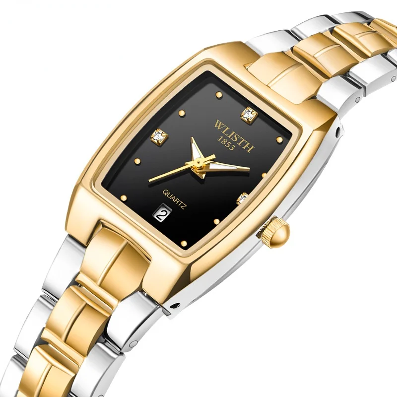 Enlarge 2022 Ladies Wrist Watches Dress Gold Watch Women Crystal Diamond Watches Stainless Steel Silver Clock Women Montre Femme