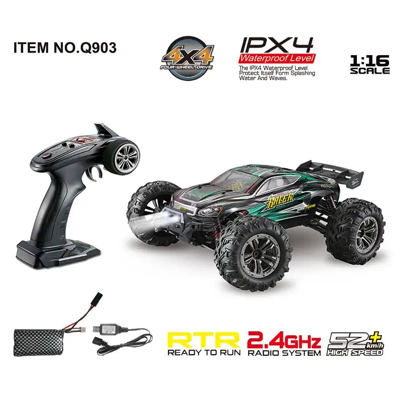

Q903 Rc Car Brushless 2.4G 1:16 4WD 52km/h High-speed Off-road Bigfoot Truck RTR Carro De Controle Remoto