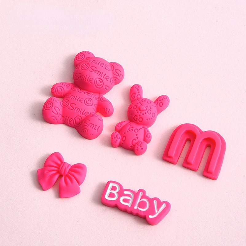 

5-10pcs Cute Rabbit Bear Resin DIY Material Headrope Hair Accessories Mobile Phone Refrigerator Stickers DIY Accessories
