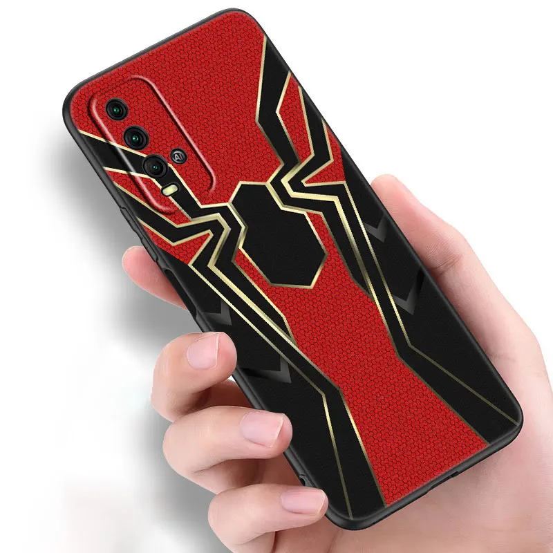 Черный чехол для телефона с логотипом Marvel Человек-паук Xiaomi Mi POCO X5 X4 X3 NFC F4 F3 GT 5G C50 C55