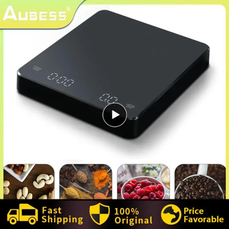 

2/3/5PCS 3kg / 0.1g New LED Screen Charging Coffee Scale Timing Hand Brewing Coffee Electronic Scale Household Kitchen