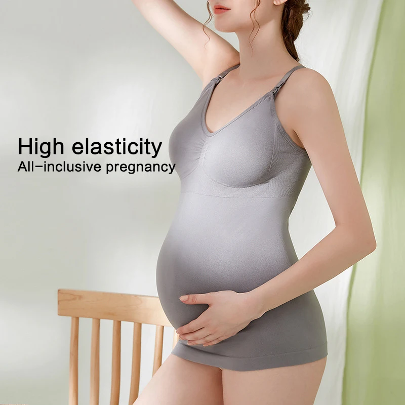 

Breastfeeding Tank Top Breastfeeding Vest High Elastic Upper Button Buckle Maternal Nursing Bra Underwear Pregnancy Clothes