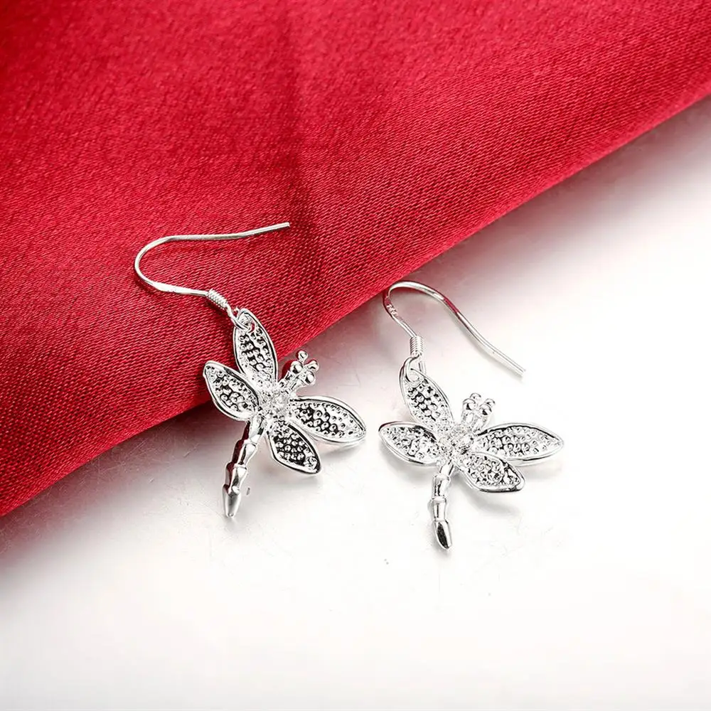 

Hot sale Fashion Jewelry 925 Sterling Silver earrings for Woman crystal dragonfly Best friend Gifts party