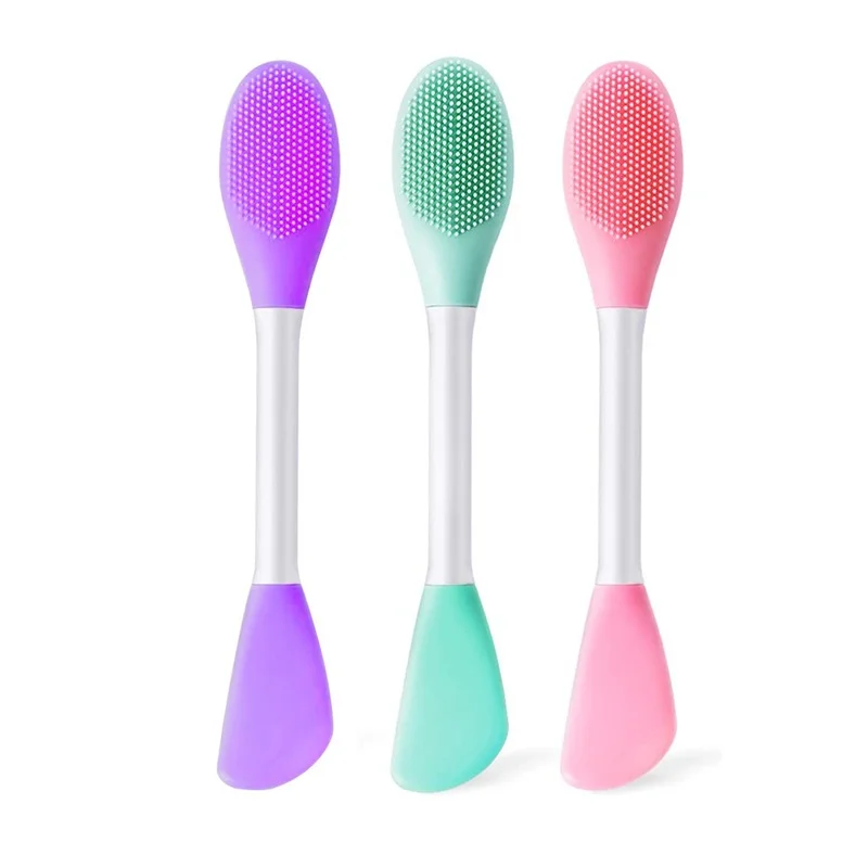 

1Pc Double Headed Silicone Mud Mixing Face Mask Brushes+Facial Cleansing Brush Soft Beauty Nose Brush Face Care Applicator