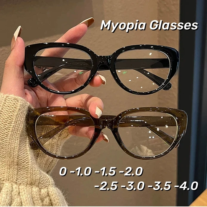 Retro Cat Eye Koreanische Myopie Gläser Modische Anti Blau Licht Nahe Anblick Gläser Ultra Licht Unisex Transparente Brillen