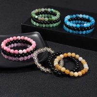 8mm black onyx stone beads bracelet 3pcsset cat eye rhodochrosite beaded stretch bracelets for women men yoga energy jewelry