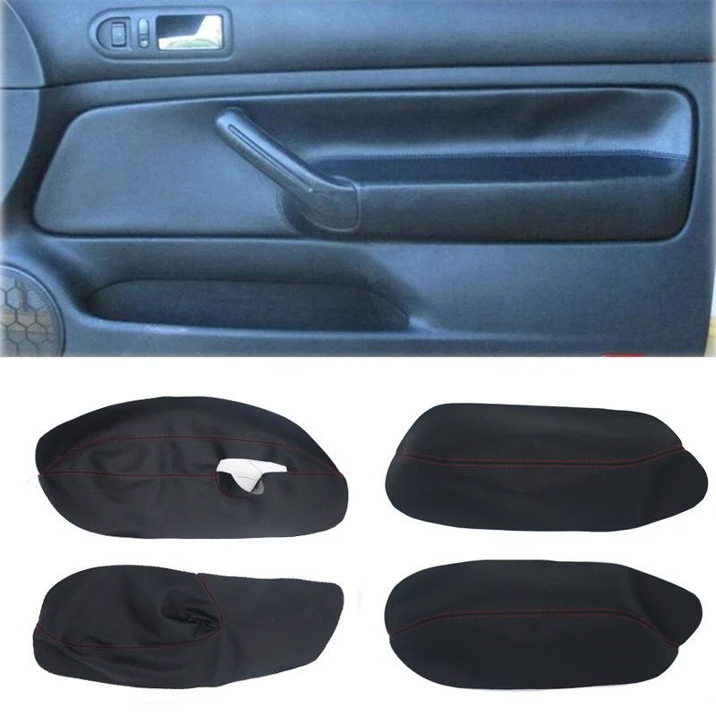 ONLY 3 Doors Car Armrest Cover For VW Golf 4 MK4 Bora Jetta 1999 - 2005 Microfiber Leather Door Armrest Panel Cover Sticker Trim
