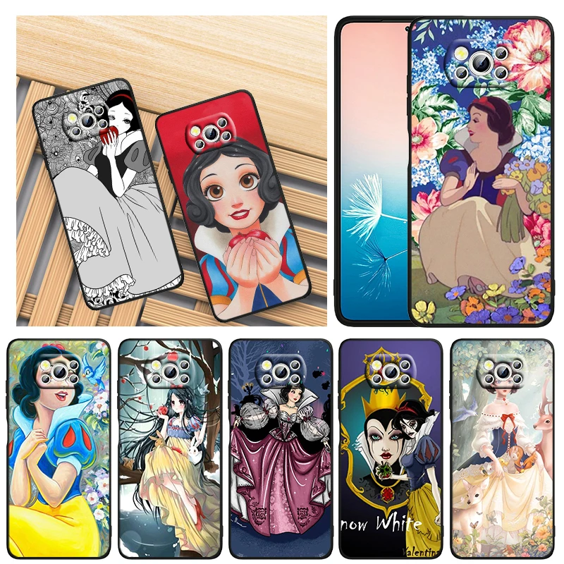 

Phone Case For Xiaomi Mi Poco X4 X3 NFC F4 F3 GT M4 M3 M2 X2 F2 Pro C3 C40 C3 5G Shell Disney Snow White Princess Black Cover