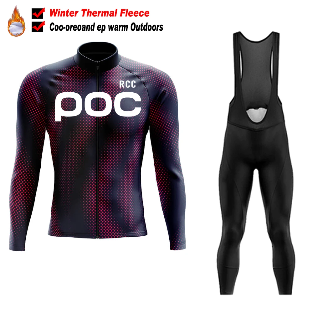 

RCC POC зимние теплые флисовые комплекты велосипедных Джерси с длинным рукавом Ropa Ciclismo велосипедная одежда Maillot Hombre велосипедный Трикотажный костюм