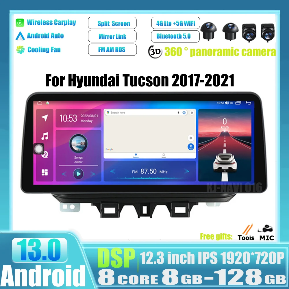 

Автомобильная Мультимедийная система, Android 13, 2017, IPS экран, для Hyundai Tucson 2021-128, 8 + G, Wi-Fi, GPS-навигация