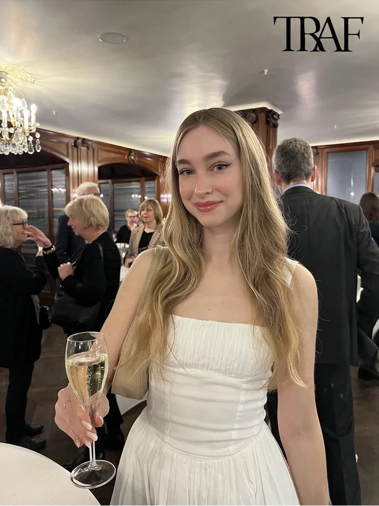 Traf Женское Однотонное Мини-платье На Тонких Бретельках Для Похудения