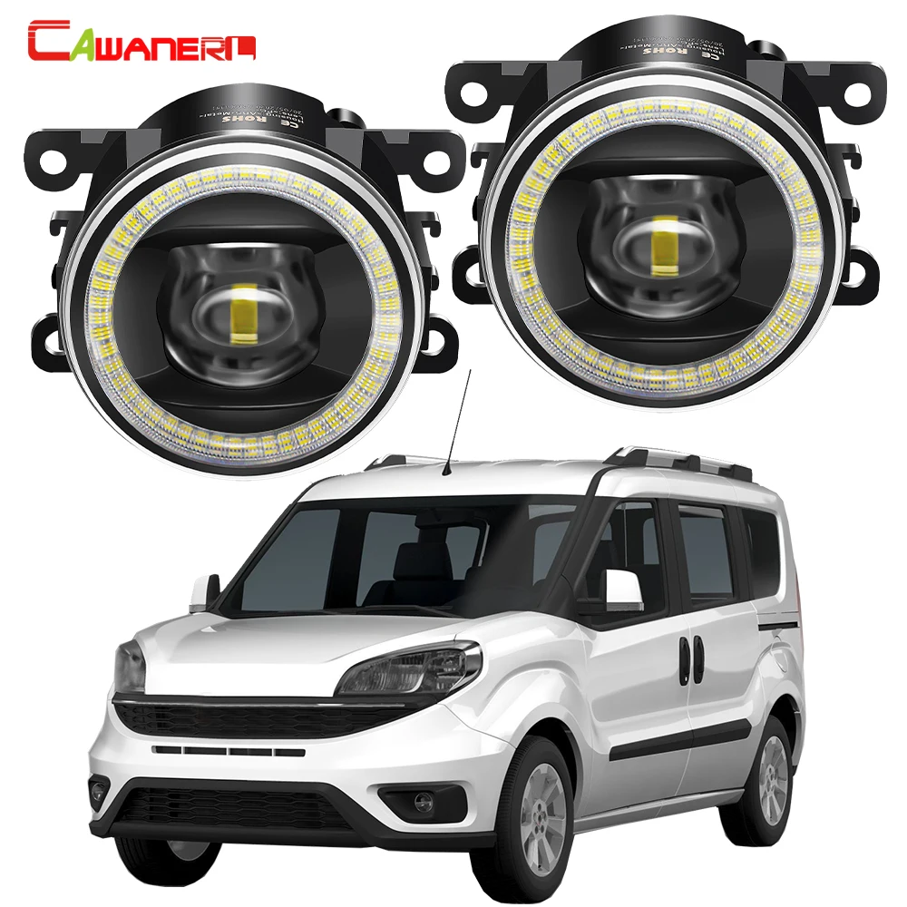 

2 X Car Styling LED Fog Light Assembly Angel Eye Fog Daytime Running Lamp DRL 40W 12V For Fiat Doblo 152-263 Pratico 2015-2020