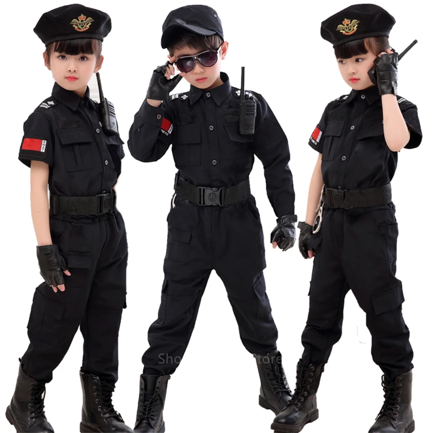 

Children Traffic Special Police Halloween Carnival Party Performance Policemen Uniform Kids Army Boys Cosplay Costumes 110-160CM