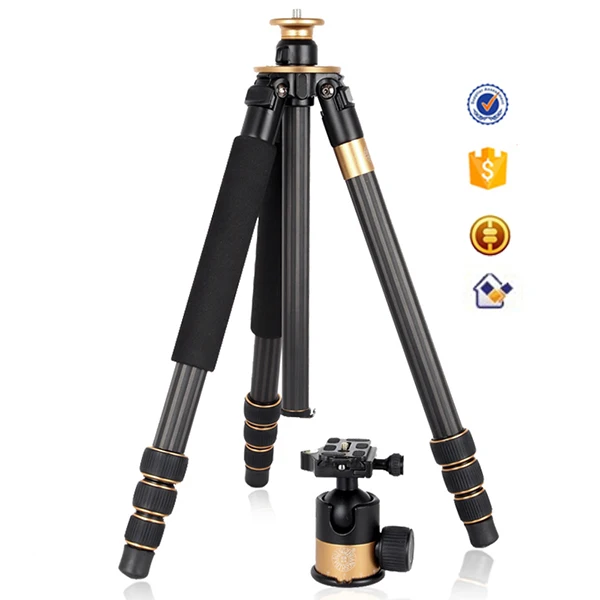 

Q1000C professional carbon fiber camera tripod with fluid full head 165cm video tripod 10kg load heavy duty tripod stand