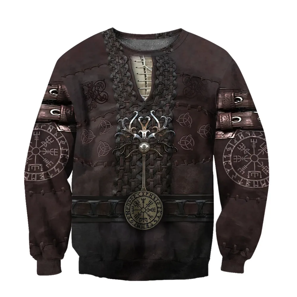 

CLOOCL Viking Warrior Sweatshirt Brown Leather Woven Pattern Hoodies Zip Jacket Coat Casual Men Clothing Streetwear S-7XL