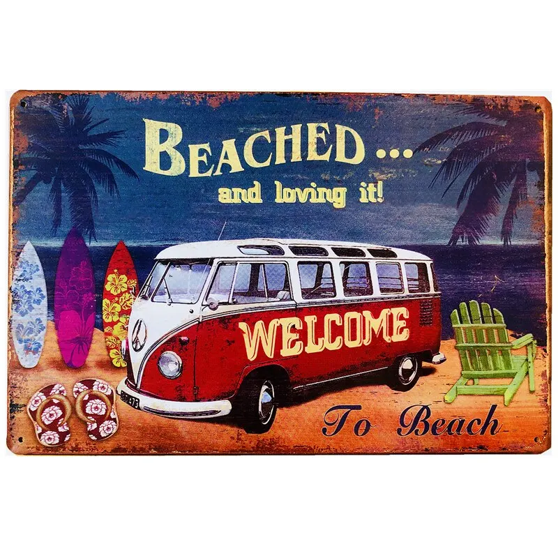

Tin Sign Metal Poster Bus Car Art Tinplate Painting Modern Garage Bar Home Wall Signs Decor Man Cave Sign Rust Decorative Plaque