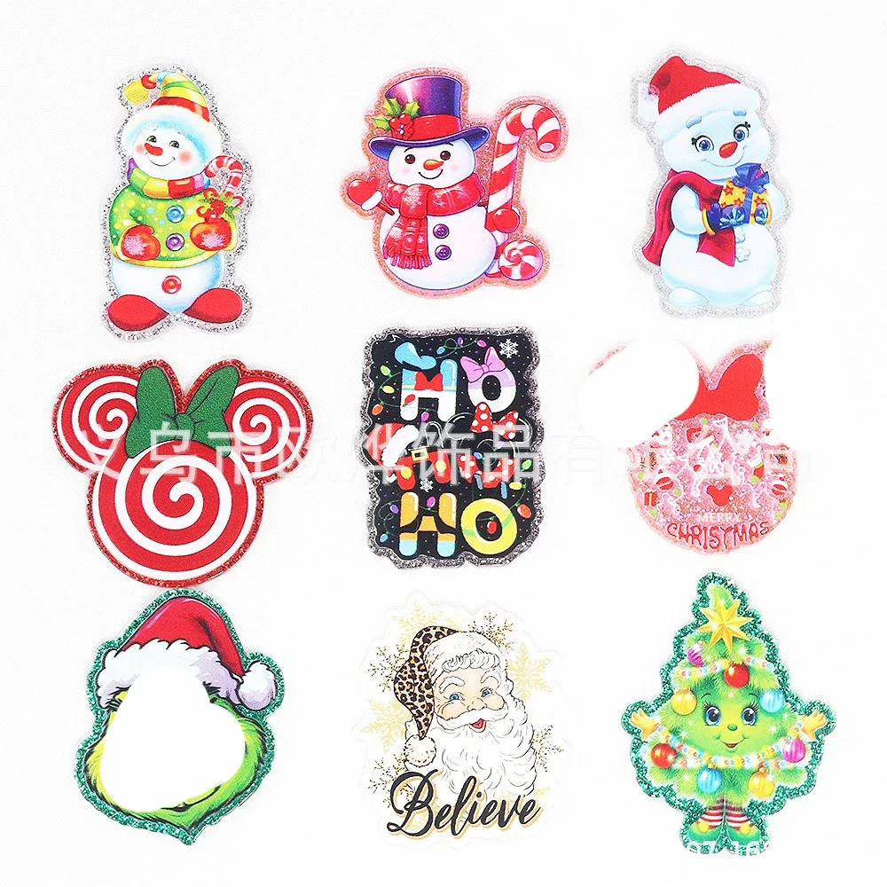 6 шт. 52 мм блестящие акриловые подвески в виде рождественского дня с мультяшным
