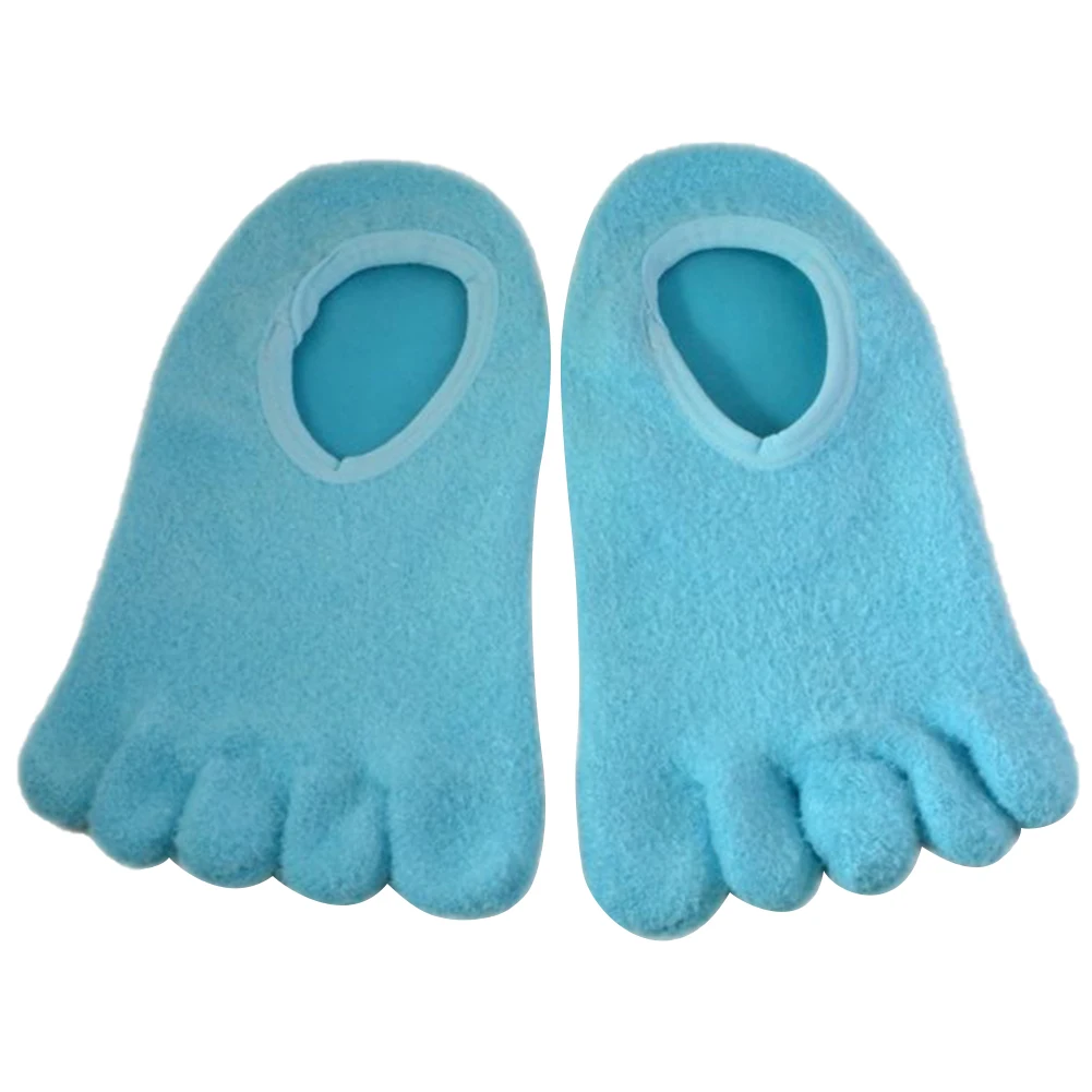 

1pair 5-toe Foot Care With Aloe Cuticles Cracked Heels Reusable Dry Feet Spa Soft Calluses Gel Moisturizing Socks Anti Slip